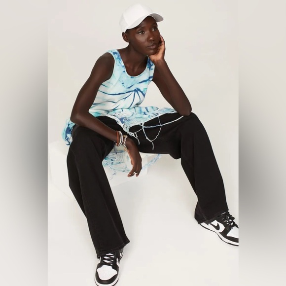 R13 tie dye sleeveless cotton knit midi distressed Tank dress M L Sizes 8 10 12 - Picture 4 of 13